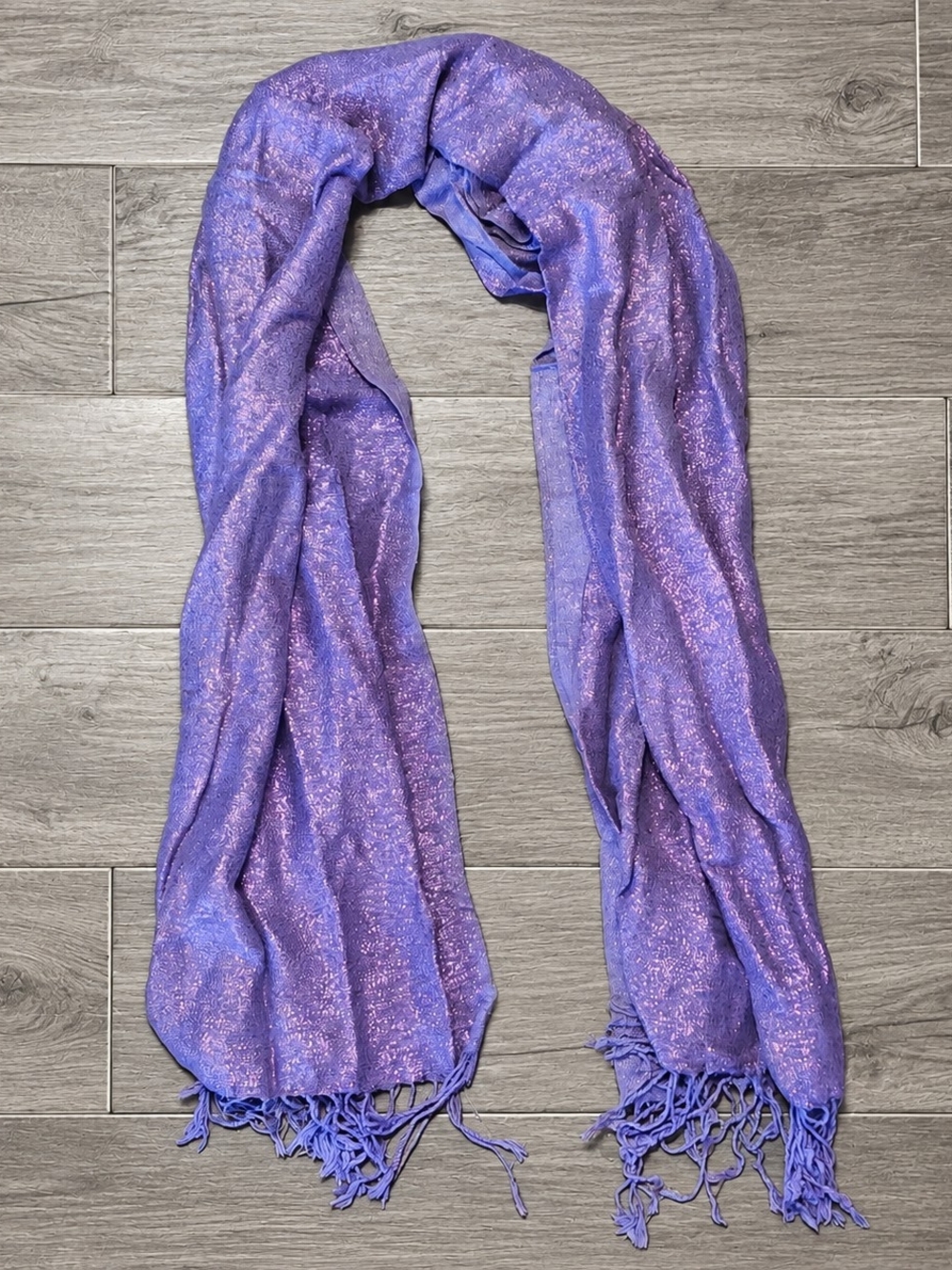 pashmina Lavender Purple Metallic Fringe Wrap